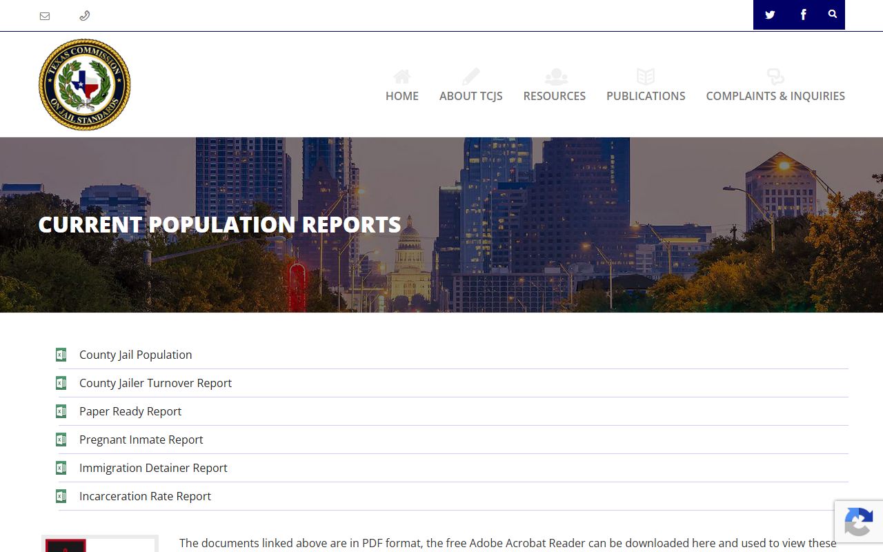 Aransas County inmate population TCJS population report page